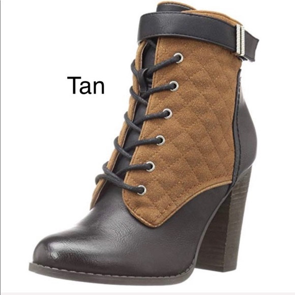 Quilted Lace Up Military High Heel Ankle Booties - Picture 2 of 3